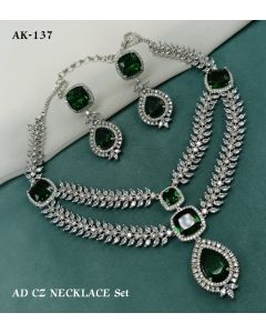 American DIAMOND 2 layer exclusive necklace with earring combo wedding necklace, engagement necklace ,CZ ad necklace set