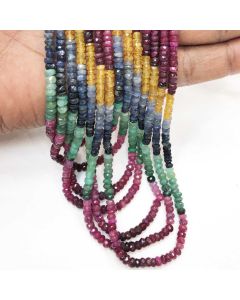 Top Quality Multi Sapphire Necklace, 3-5 mm Ruby Sapphire Emerald Necklace, Precious Healing Necklace ,Beaded 7 Layering Necklace ,Gift For Her