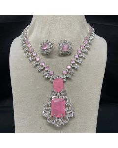 American DIAMOND exclusive necklace with earring combo wedding necklace, engagement necklace ,CZ ad necklace set