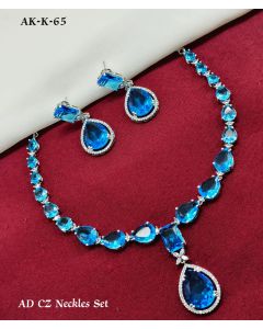 Pure Brass Real AD Jewelry necklace Set For Women With Earring 