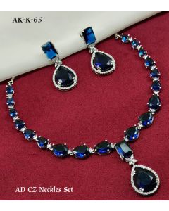Pure Brass Real AD Jewelry necklace Set For Women With Earring 