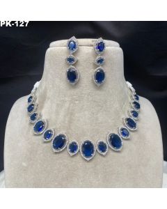  American Diamond Jewelry Necklace Set For Women And Girls With Drop Earrings 