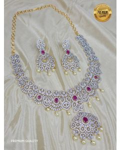  Buy Premium Quality Gold Plated Party Wear AD/CZ Choker Necklace Set With Earrings 