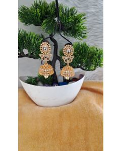 High End Women's expensive Gold Plated CZ / AD Drop Earrings for Women 