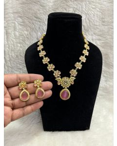 Monalisa AD Gold Plated Necklace Set Beautiful CZ Indian women Jewelry & Earrings
