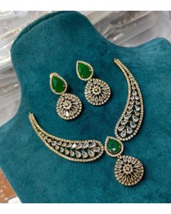 Beautiful CZ AD Stone Necklace Fashion Jewelry Set For Sarafa or Chain you Choose