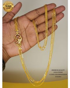 Temple Chain Necklace Premium Quality Gold Finish Lines Chandraharam 26 Inch.