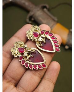 Ruby semi precious studs Earrings Animal Leaf Earrings For women jewelry 