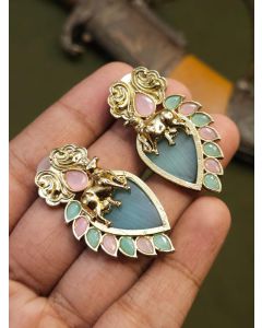 Traditional semi precious studs Earrings Animal Leaf Earrings For women jewelry 