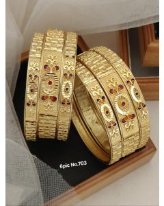 Shining Diva Fashion Set of 6 Latest Premium Quality Brass Bangles For Women 