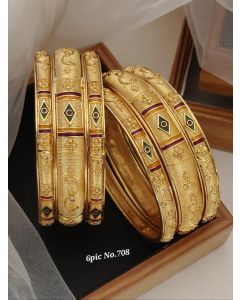 Shining Diva Fashion Set of 6 Latest Premium Quality Brass Bangles For Women 