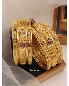 Shining Diva Fashion Set of 6 Latest Premium Quality Brass Bangles For Women 
