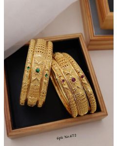 Shining Diva Fashion Set of 6 Latest Premium Quality Brass Bangles For Women 