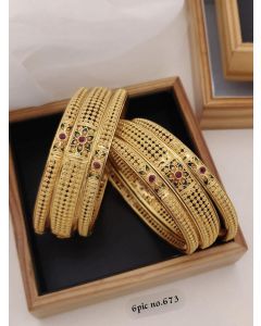 Shining Diva Fashion Set of 6 Latest Premium Quality Brass Bangles For Women 