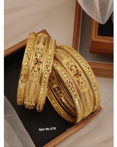 Shining Diva Fashion Set of 6 Latest Premium Quality Brass Bangles For Women 