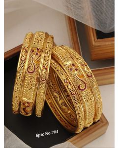 Shining Diva Fashion Set of 6 Latest Premium Quality Brass Bangles For Women 