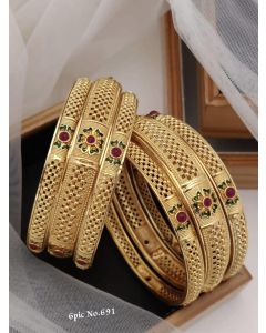 Shining Diva Fashion Set of 6 Latest Premium Quality Brass Bangles For Women 