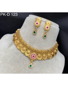 Buy Gold Plated Choker Kundan Jewelry Fancy Woman Wear Weddings Necklace Set